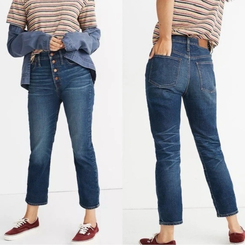 Madewell The Perfect Vintage Cropped Denim Button Fly High Rise Jeans Size 27